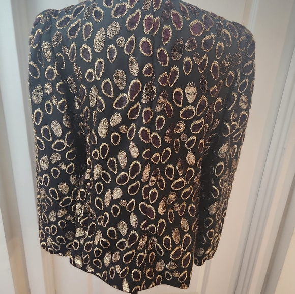 Karen Lawrence by Matthew black and Gold Embroidered evening Jacket. Sz 16 - Picture 7 of 12